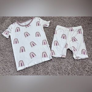 Kyte BABY White and Pink Rainbow Pajama Set size 4 kids